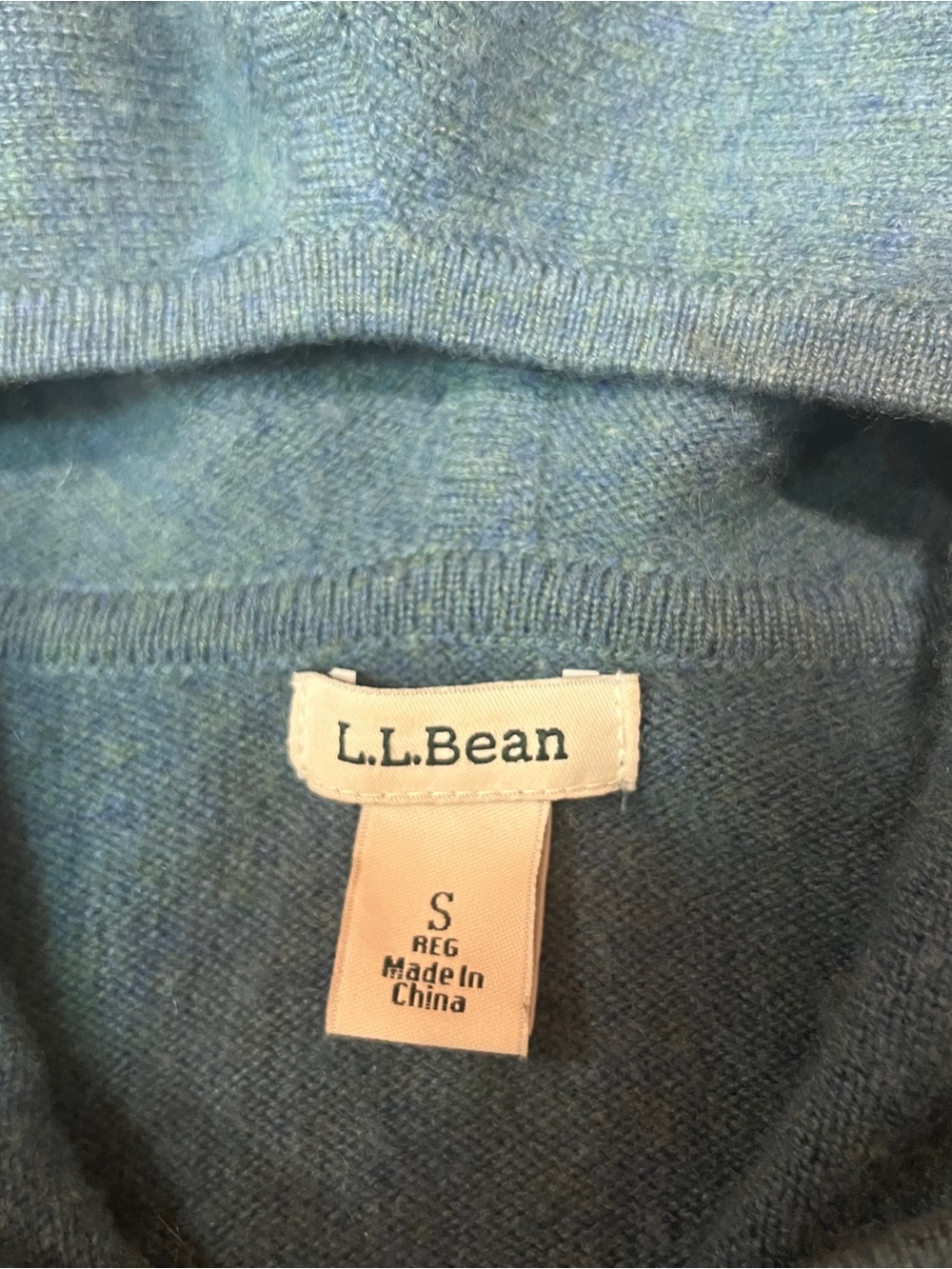 LL Bean Sweater Womens Small Green 100% Cashmere Hooded Full Zip Hoodie Knit - Picture 2 of 8